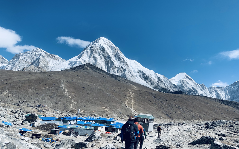 Trekkers on the Everest Base Camp trail in Nepal